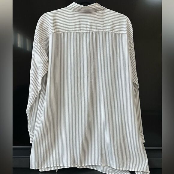 Eileen Fisher 100% Silk Oversized Striped Button Down Tunic Blouse Size S - Picture 12 of 13